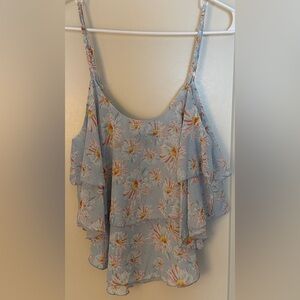 Exist Blue Floral Layered Spaghetti Strap Tank Women's Sz Medium